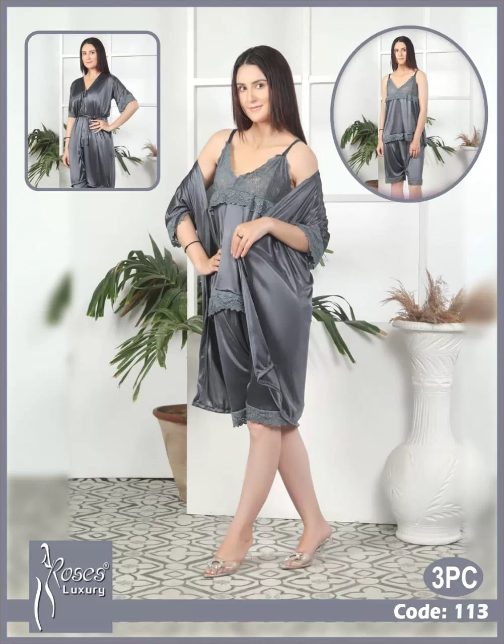 Pack of 1 - Silk Satin Nighty Suit For Women