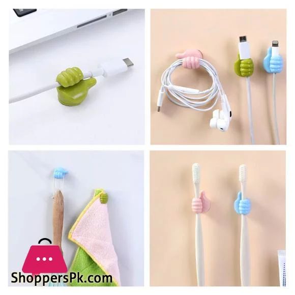 pack of 10 Multifunctional Clip Holder Thumb Hooks Wire Organizer Wall Hooks Strong Hanger - Oshi.pk - Buy & Sell Online
