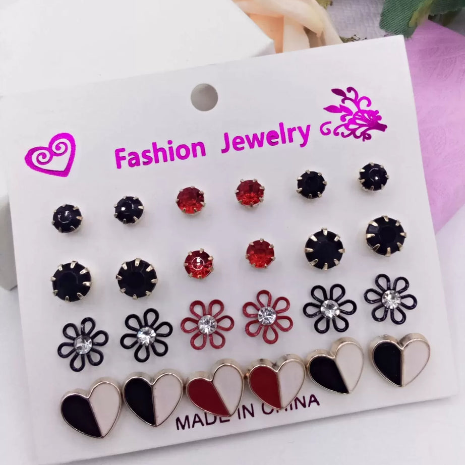 Pack Of 12 - Earrings Tops Fashion Women trendy stylish girls Earring - Oshi.pk - Buy & Sell Online