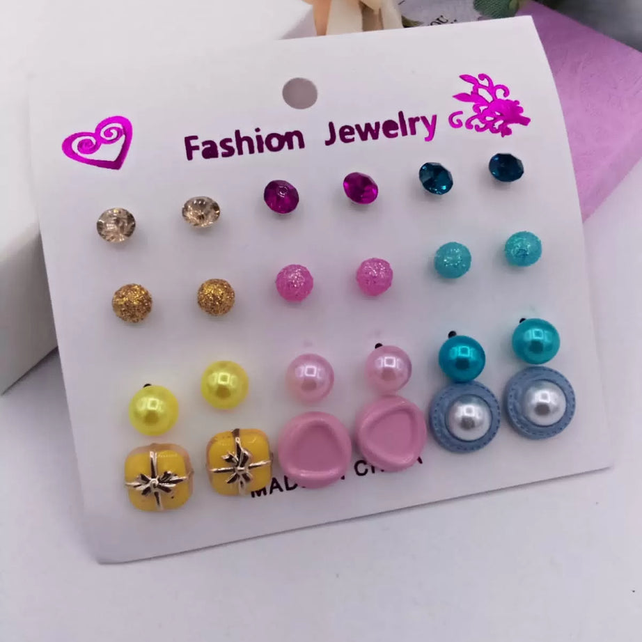 Pack Of 12 - Earrings Tops Fashion Women trendy stylish girls Earring - Oshi.pk - Buy & Sell Online