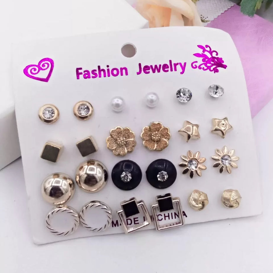 Pack Of 12 - Earrings Tops Fashion Women trendy stylish girls Earring - Oshi.pk - Buy & Sell Online