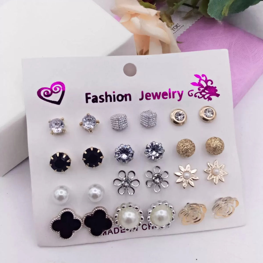 Pack Of 12 - Earrings Tops Fashion Women trendy stylish girls Earring - Oshi.pk - Buy & Sell Online