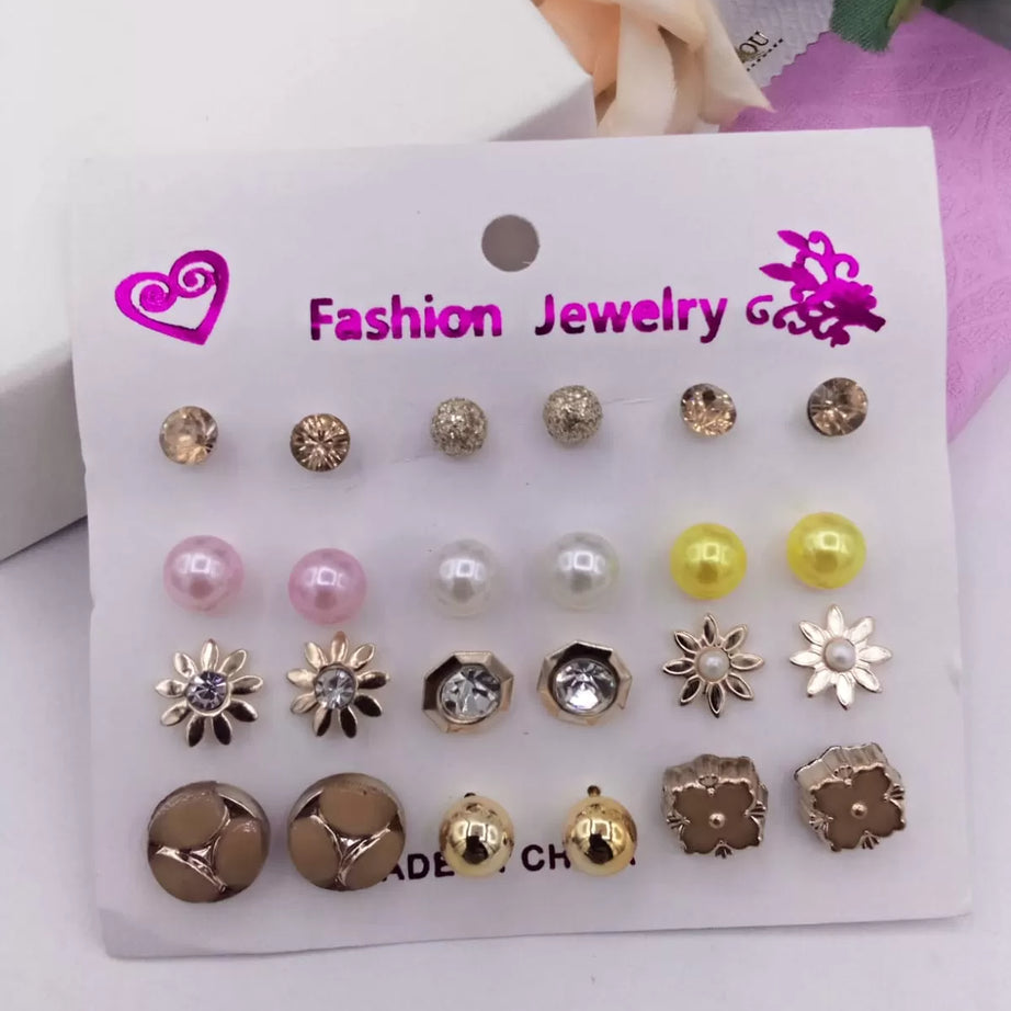 Pack Of 12 - Earrings Tops Fashion Women trendy stylish girls Earring - Oshi.pk - Buy & Sell Online