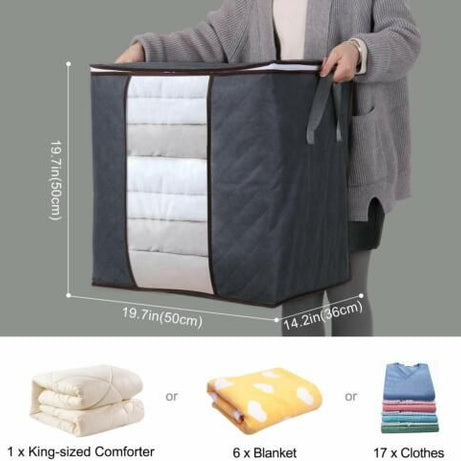 Pack of 20 Portable Bamboo Charcoal Clothes Blanket Large Folding Bag Storage Box Organizer - Oshi.pk - Buy & Sell Online