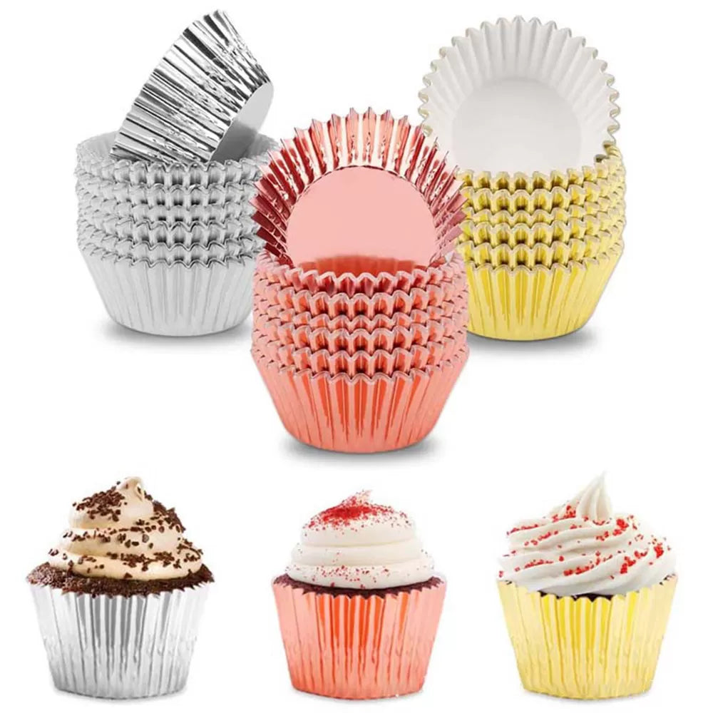 Pack of 162 Aluminum Thickened Foil Cupcake PVC paper cake cup Liners muffin liners Cake Decorating Baking Cup egg mold muffin baking cup baking tools - Oshi.pk - Buy & Sell Online