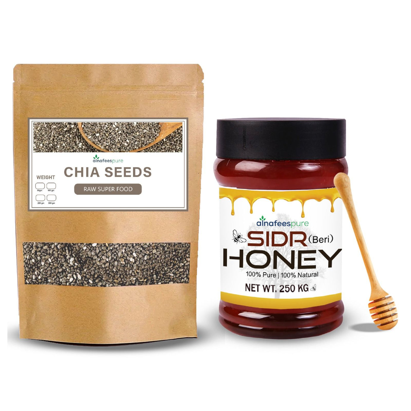 Pack of 2 - 1 Kg Sidr Honey with free Dipper and 100gm Chia Seeds - Oshi.pk - Buy & Sell Online