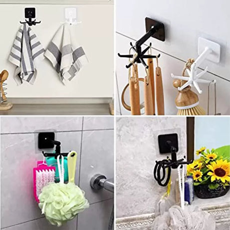 PACK OF 2 - 365Home Hanging Utensil Holder Hooks Kitchen Utensil Hanger Wall Mount 360 Degrees Rotating Folding Hook Self Adhesive Hookwith 6 Hooks - Oshi.pk - Buy & Sell Online