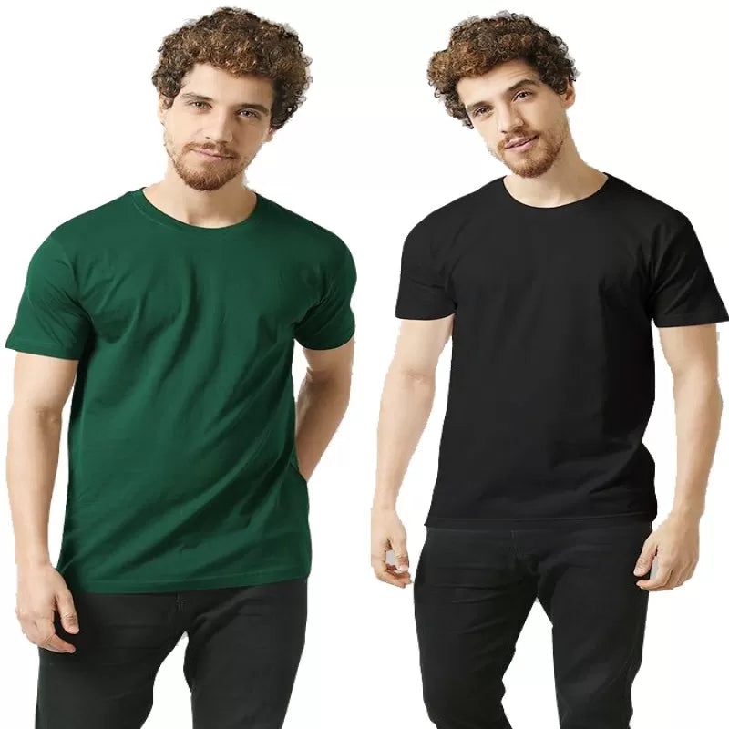 Pack of 2 - Best Quality Plain Short Sleeve Round Neck Basic T-shirt for Men/Boys - Oshi.pk - Buy & Sell Online