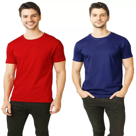 Pack of 2 - Best Quality Plain Short Sleeve Round Neck Basic T-shirt for Men/Boys - Oshi.pk - Buy & Sell Online