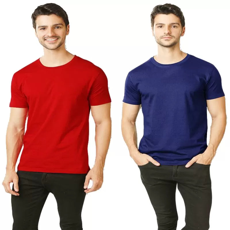 Pack of 2 - Best Quality Plain Short Sleeve Round Neck Basic T-shirt for Men/Boys - Oshi.pk - Buy & Sell Online