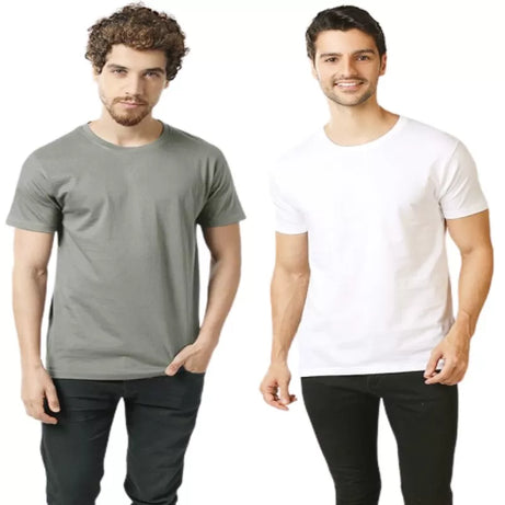 Pack of 2 - Best Quality Plain Short Sleeve Round Neck Basic T-shirt for Men/Boys - Oshi.pk - Buy & Sell Online