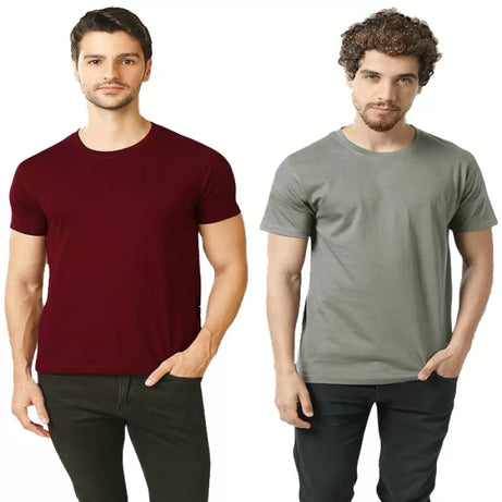 Pack of 2 - Best Quality Plain Short Sleeve Round Neck Basic T-shirt for Men/Boys - Oshi.pk - Buy & Sell Online