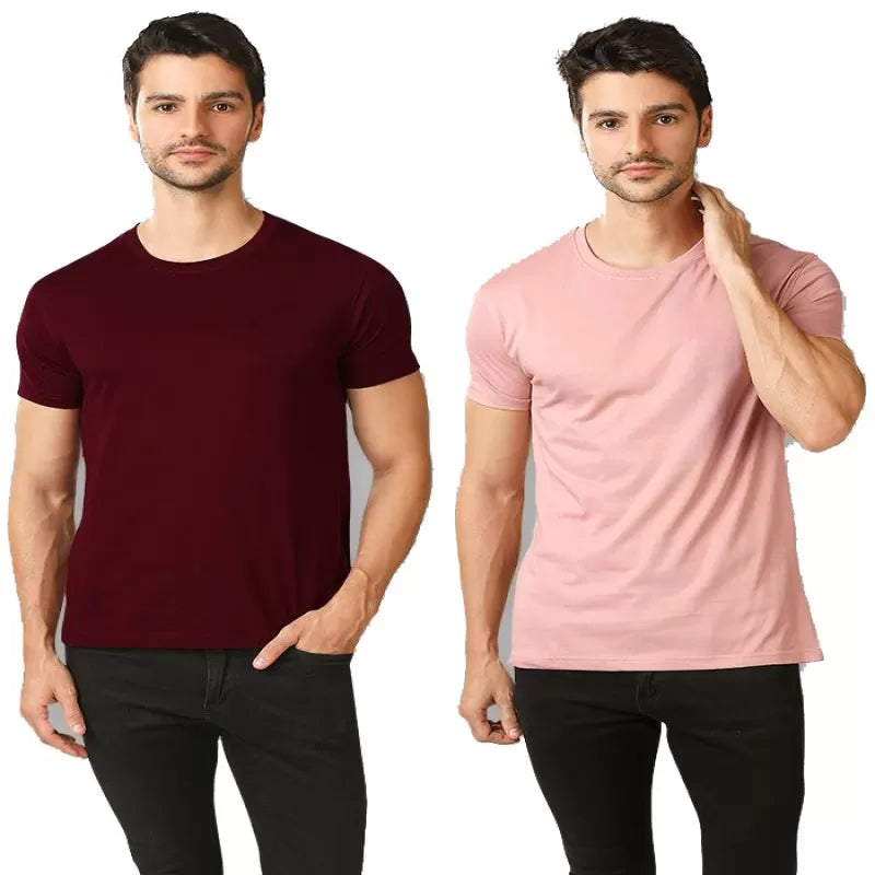Pack of 2 - Best Quality Plain Short Sleeve Round Neck Basic T-shirt for Men/Boys - Oshi.pk - Buy & Sell Online