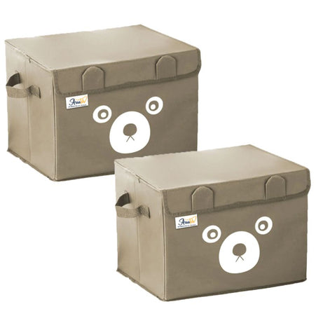 Pack of 2 - Medium Foldable Cute Bear Oxford Cloth Storage Box Medium Square Storage Boxes For Home Bedroom Fabric Clothing Toys CD Organizer Case - Oshi.pk - Buy & Sell Online