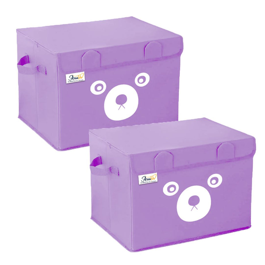 Pack of 2 - Medium Foldable Cute Bear Oxford Cloth Storage Box Medium Square Storage Boxes For Home Bedroom Fabric Clothing Toys CD Organizer Case - Oshi.pk - Buy & Sell Online