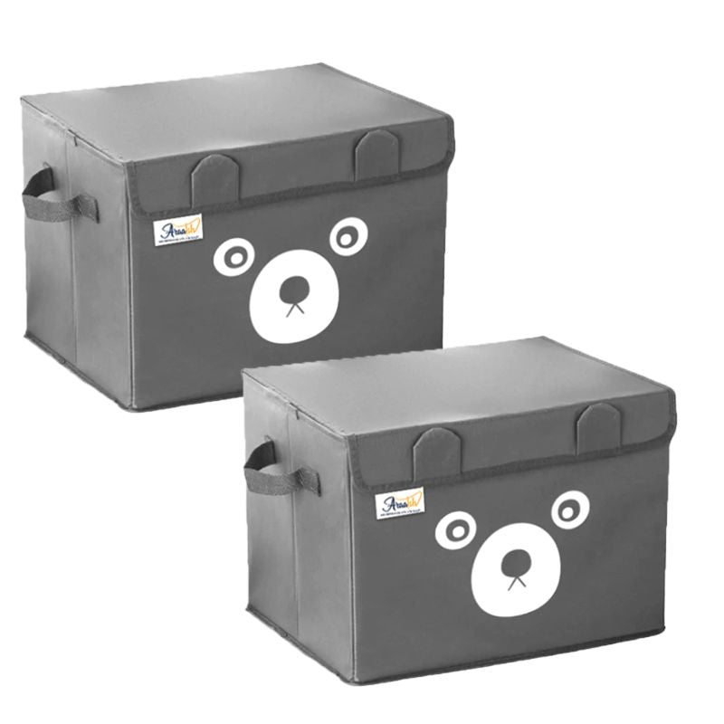 Pack of 2 - Large Foldable Cute Bear Oxford Cloth Storage Box Square Storage Boxes For Home Bedroom Fabric Clothing Toys CD Organizer Case - Oshi.pk - Buy & Sell Online