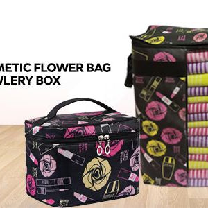 Pack of 2 - Printed Black Rose Flower Clothes Storage Bag and Cosmetic Bag - Oshi.pk - Buy & Sell Online