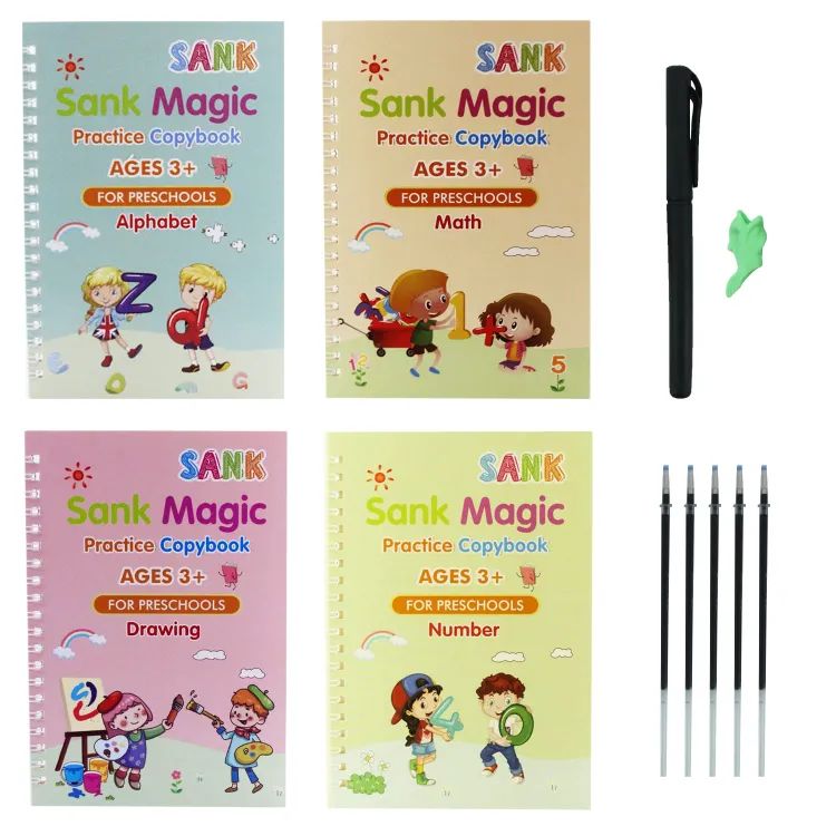 Pack Of 2 4pcs Sank Magic Practice Copybook + 8.5 Inch Writing Tablet for Kids Best for Early Learning Education - Oshi.pk - Buy & Sell Online