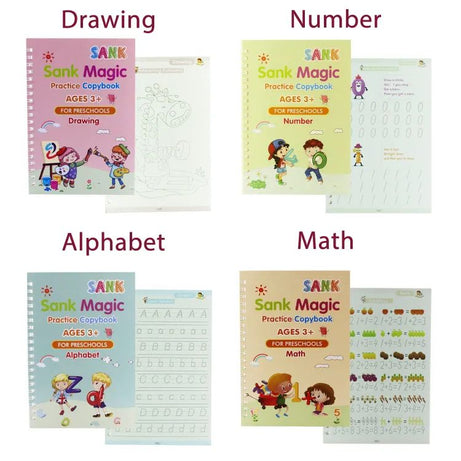 Pack Of 2 4pcs Sank Magic Practice Copybook + 8.5 Inch Writing Tablet for Kids Best for Early Learning Education - Oshi.pk - Buy & Sell Online