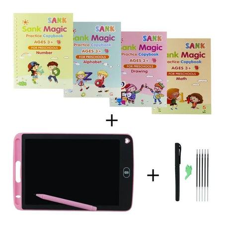 Pack Of 2 4pcs Sank Magic Practice Copybook + 8.5 Inch Writing Tablet for Kids Best for Early Learning Education - Oshi.pk - Buy & Sell Online