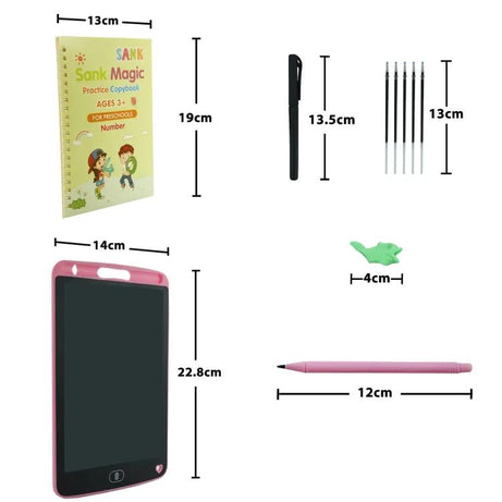 Pack Of 2 4pcs Sank Magic Practice Copybook + 8.5 Inch Writing Tablet for Kids Best for Early Learning Education - Oshi.pk - Buy & Sell Online