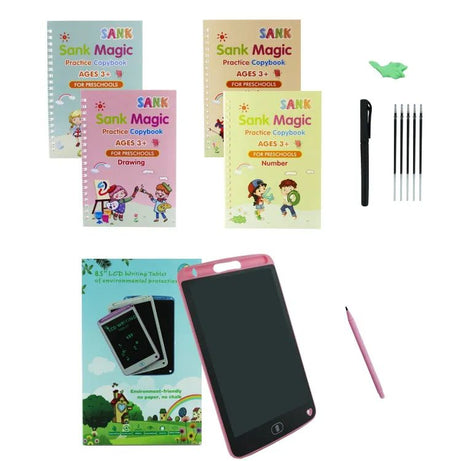 Pack Of 2 4pcs Sank Magic Practice Copybook + 8.5 Inch Writing Tablet for Kids Best for Early Learning Education - Oshi.pk - Buy & Sell Online