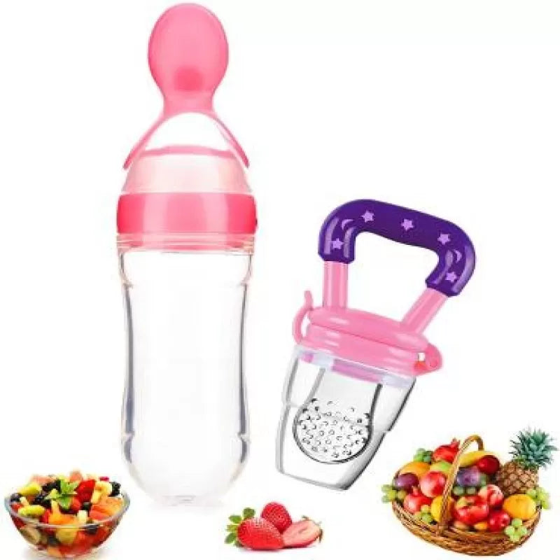 Pack Of 2 Baby Silicone Squeeze Spoon Feeder, Baby Fruit Pacifier - Feeder with Spoon - Spoon bottle Feeder - Spoon Feeder Silicone with pacifier - Oshi.pk - Buy & Sell Online