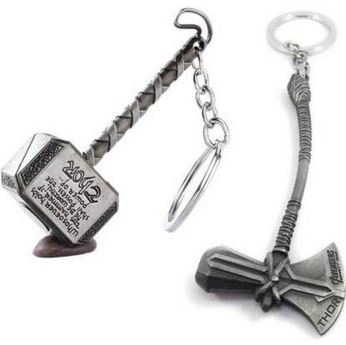 Pack Of 2 Big Sizes Metal Thor Hammer & Axe Stormbreaker Keychain Avengers Thor Key Chains Key Holder For Marvel Lovers - Oshi.pk - Buy & Sell Online