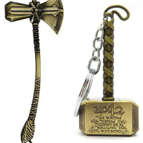 Pack Of 2 Big Sizes Metal Thor Hammer & Axe Stormbreaker Keychain Avengers Thor Key Chains Key Holder For Marvel Lovers - Oshi.pk - Buy & Sell Online