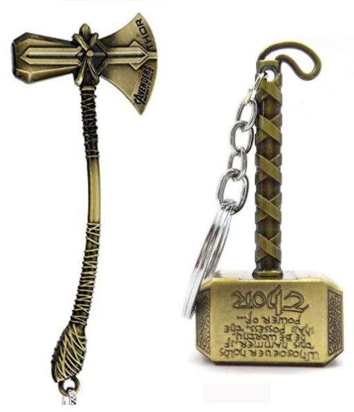 Pack Of 2 Big Sizes Metal Thor Hammer & Axe Stormbreaker Keychain Avengers Thor Key Chains Key Holder For Marvel Lovers - Oshi.pk - Buy & Sell Online