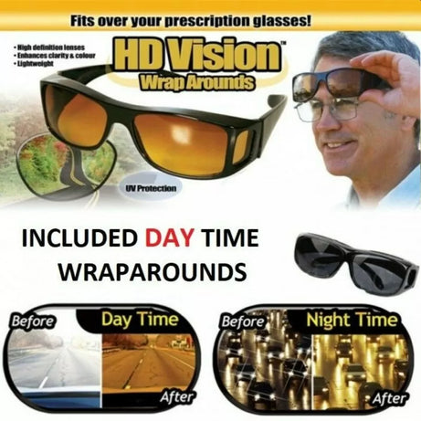 Pack Of 2 HD Night & Day Vision Glasses Clear View for Driving & Other Activities - Unisex - Oshi.pk - Buy & Sell Online