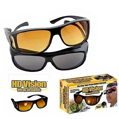 Pack Of 2 HD Night & Day Vision Glasses Clear View for Driving & Other Activities - Unisex - Oshi.pk - Buy & Sell Online
