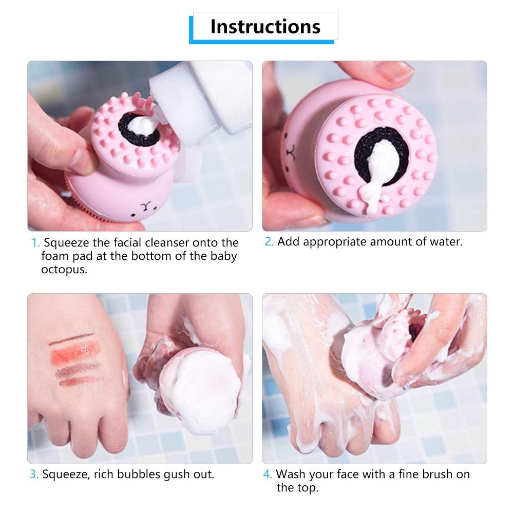 PACK OF 2 Octopus Shape Small Silicone Facial Cleansing Brush, Face Pore Cleaning, Oil - Oshi.pk - Buy & Sell Online