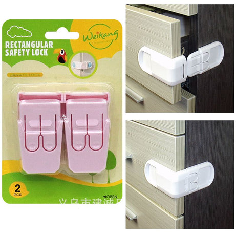 Pack of 2 Right Angle Safety Lock for Drawers / Showcase / Single door cabinets Desks Anti Pinch Lock - Oshi.pk - Buy & Sell Online