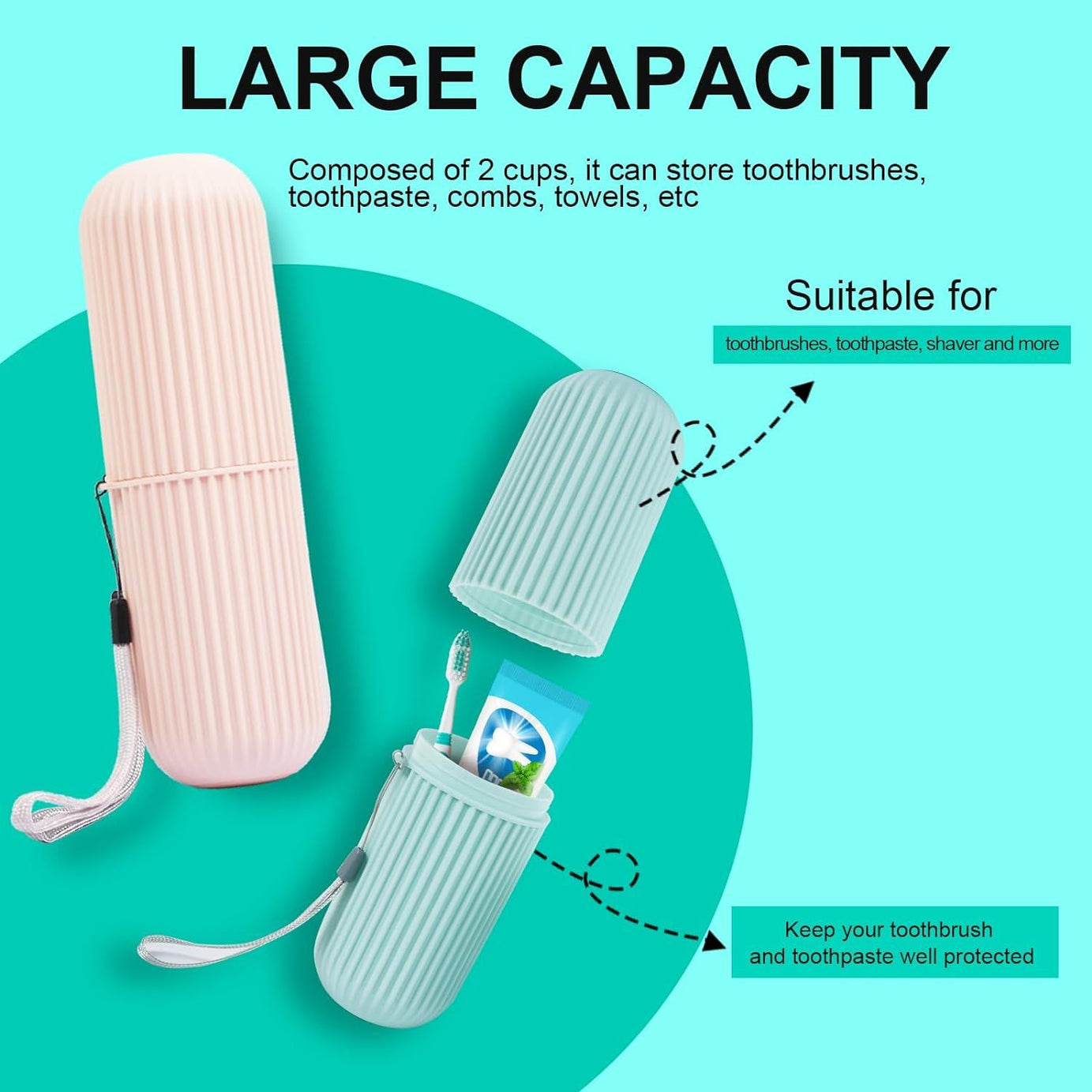 Pack of 2 Toothbrush Travel Case, Portable Travel Toothbrush Holder Case, Toothbrush Case Set for Camping, Traveling, Home, School, Business, Bathroom - Oshi.pk - Buy & Sell Online