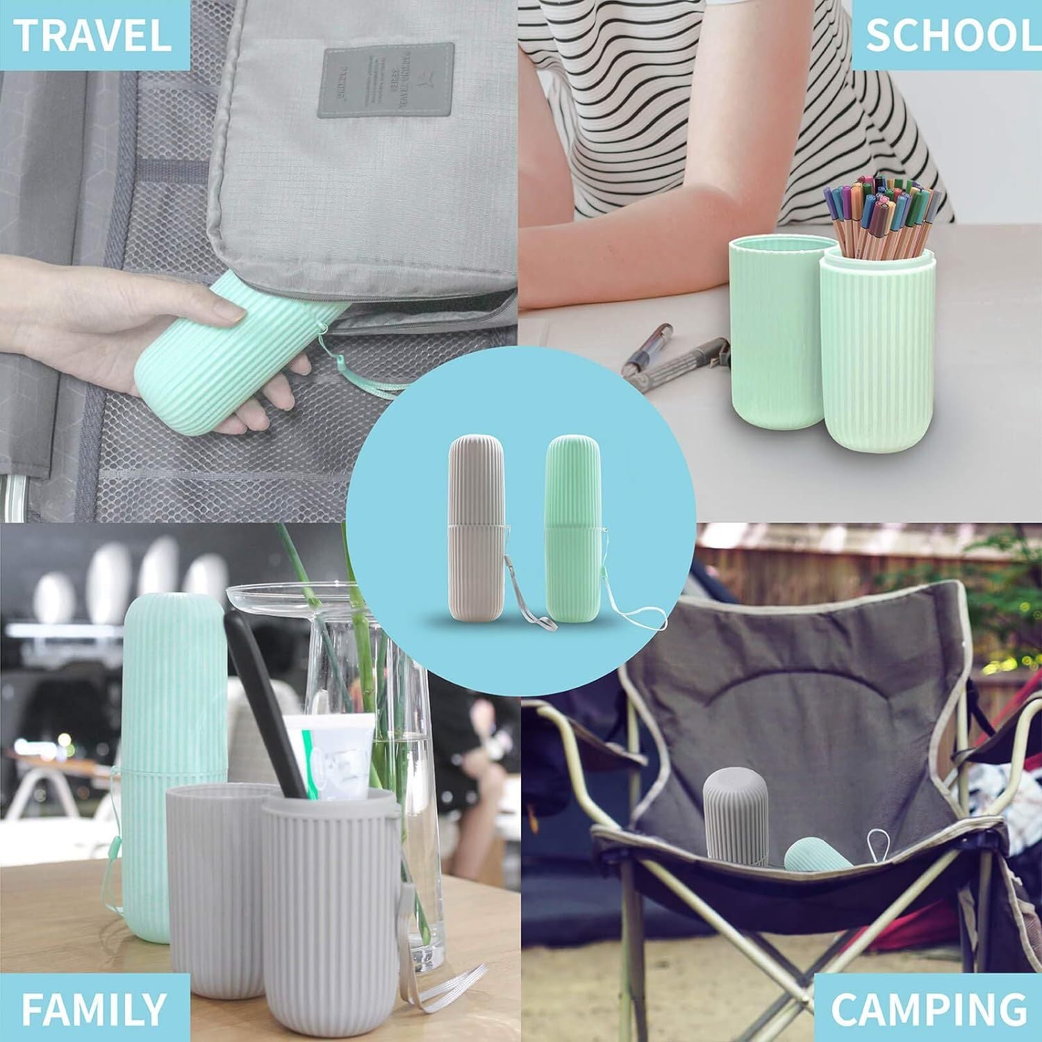 Pack of 2 Toothbrush Travel Case, Portable Travel Toothbrush Holder Case, Toothbrush Case Set for Camping, Traveling, Home, School, Business, Bathroom - Oshi.pk - Buy & Sell Online