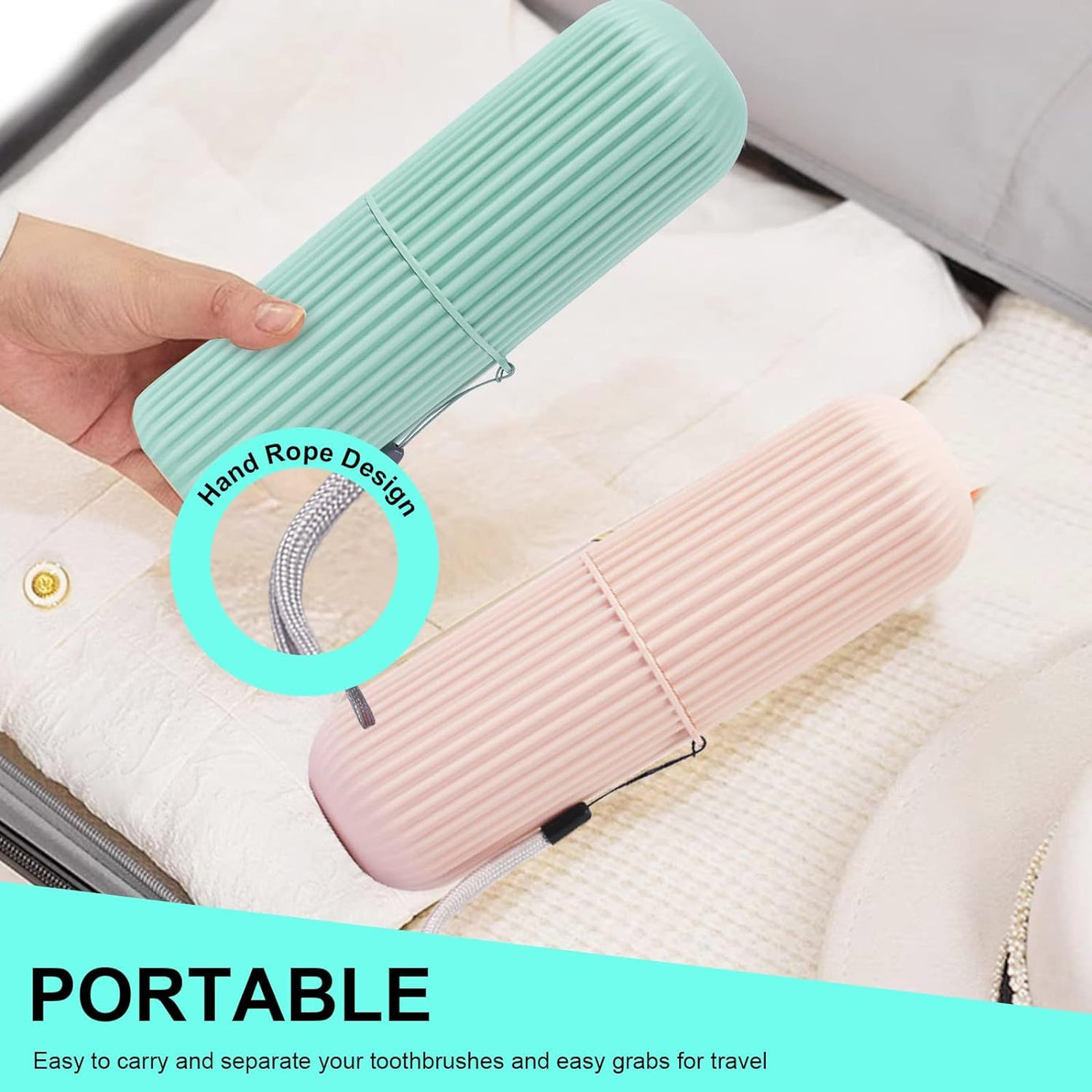 Pack of 2 Toothbrush Travel Case, Portable Travel Toothbrush Holder Case, Toothbrush Case Set for Camping, Traveling, Home, School, Business, Bathroom - Oshi.pk - Buy & Sell Online