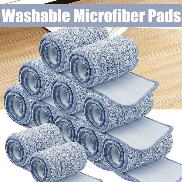 Pack of 6 Washable Durable Replacement Microfiber Pads Dust Push Mop Cloth for Flat Squeeze Mop 33X12CM Clean Cloth Flat Mop Refill Additional Pad - Oshi.pk - Buy & Sell Online
