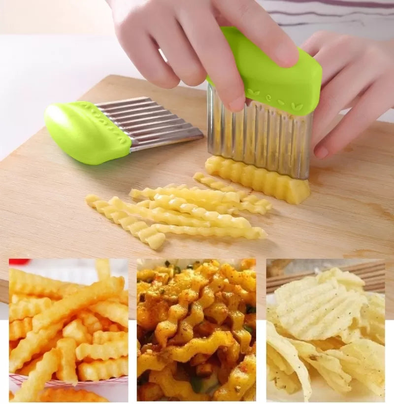 (pack of 2)Wavy French Fries Cutter Stainless Steel Potato Slicer Vegetable Chopper Veggie Slicer Durable Kitchen Gadgets Cutter