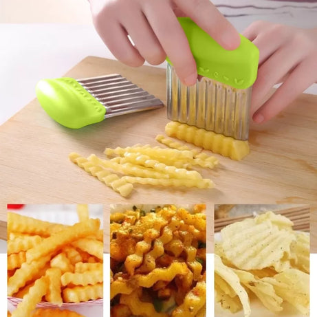 (pack of 2)Wavy French Fries Cutter Stainless Steel Potato Slicer Vegetable Chopper Veggie Slicer Durable Kitchen Gadgets Cutter