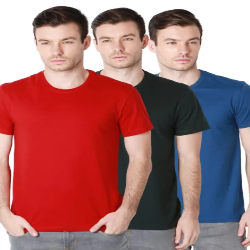 Pack of 3 - Best Quality Plain Short Sleeve Round Neck Basic T-shirt for Men/Boys - Oshi.pk - Buy & Sell Online