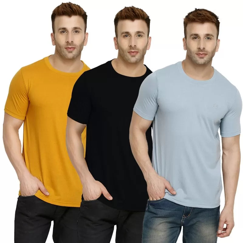 Pack of 3 - Best Quality Plain Short Sleeve Round Neck Basic T-shirt for Men/Boys - Oshi.pk - Buy & Sell Online