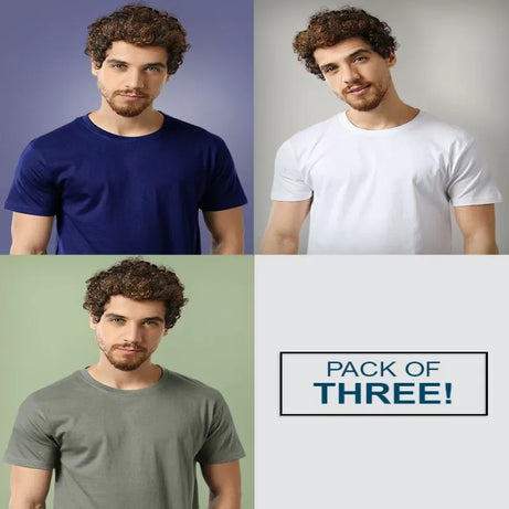 Pack of 3 - Best Quality Plain Short Sleeve Round Neck Basic T-shirt for Men/Boys - Oshi.pk - Buy & Sell Online