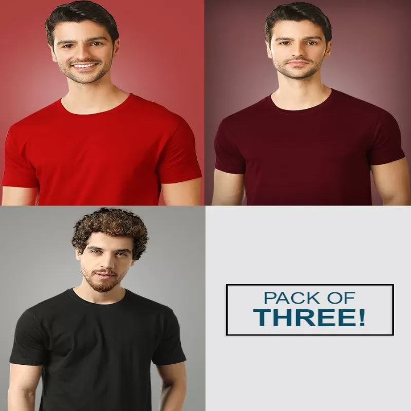 Pack of 3 - Best Quality Plain Short Sleeve Round Neck Basic T-shirt for Men/Boys - Oshi.pk - Buy & Sell Online