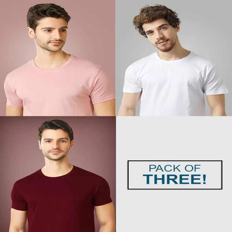 Pack of 3 - Best Quality Plain Short Sleeve Round Neck Basic T-shirt for Men/Boys - Oshi.pk - Buy & Sell Online