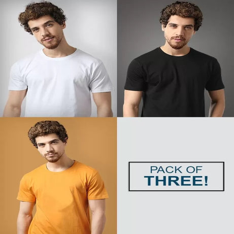 Pack of 3 - Best Quality Plain Short Sleeve Round Neck Basic T-shirt for Men/Boys - Oshi.pk - Buy & Sell Online