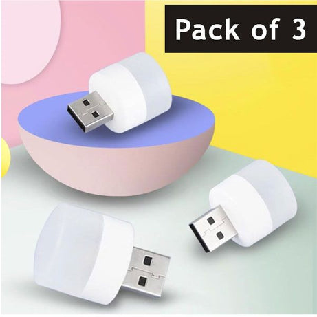 Pack of 3 - USB Plug Lamp Computer Mobile laptop lamp Power Charging Small Book Lamps LED Eye Protection Reading Light Small Round USB Night Lights - Oshi.pk - Buy & Sell Online