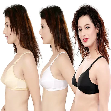 Pack of 3 –Best Quality Cotton Non Padded Bras for Women - Oshi.pk - Buy & Sell Online