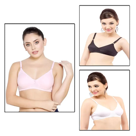 Pack of 3 –Best Quality Cotton Non Padded Bras for Women - Oshi.pk - Buy & Sell Online