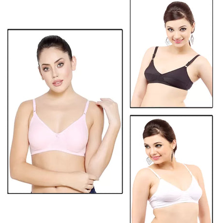 Pack of 3 –Cotton Non Padded Bras for Women